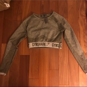 Gymshark long sleeve flex crop top in khaki